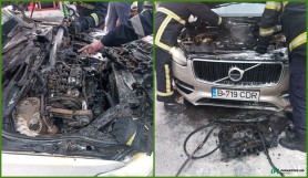 Incendiu în centrul Capitalei. Un Volvo a luat foc în mijlocul drumului